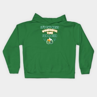 Funny Irish St Patricks Day Drinking Most Wonderful Time For A Beer Kids Hoodie